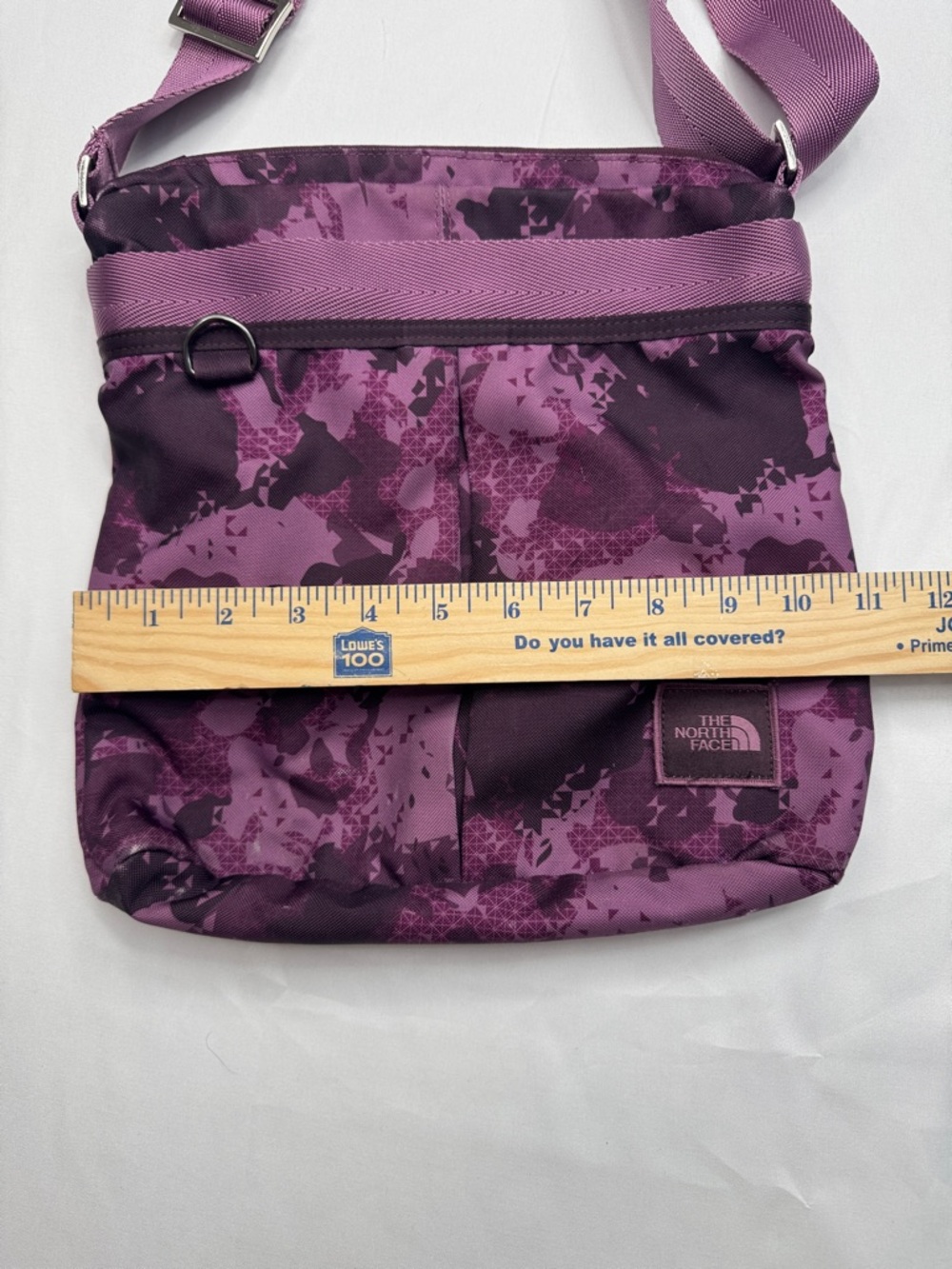 The North Face Purple camo Print Shoulder Bag messenger crossbody cross body - Picture 3 of 9